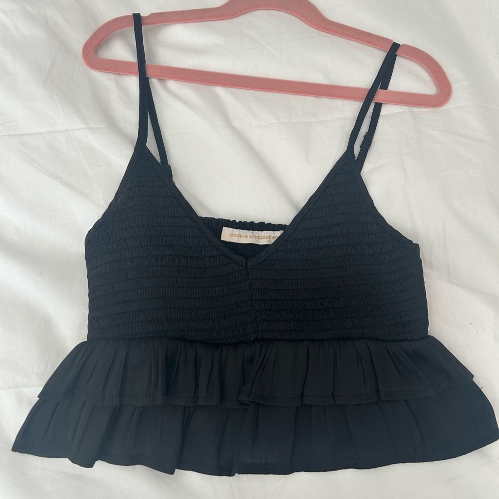 Black Ruffled Women's Top